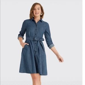Draper James - Belted Chambray Shirt Dress - Size 6